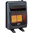 Bluegrass Living B20TNIR-BB Ventless Natural Gas Infrared Space Heater with Thermostat Control for Home & Office, 20000 BTU, Heats Up to 950 Sq. Ft., Includes Wall Mount, Base Feet, and Blower, Black