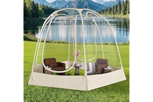 TABU Pop Up Bubble Tent for 12-14 Person, 12×12ft Coldproof & Windproof Outdoor Bubble Tent with Vent Windows, Large Camping Shelters for Party, Backyards, Hiking, Beige