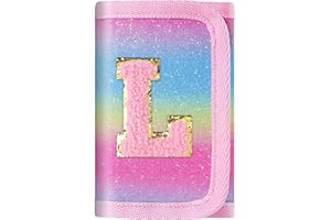 sundee Girls Wallets with Magic Sticker Glitter Wallet for Teen Initial Glitter Coin Pocket for 6-8-10 Kids Pink-L