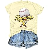 Baseball Shirts for Women Cute Bow Graphic T-Shirt Softball Mom Tee Funny Baseball Fan Short Sleeve Top