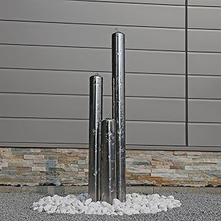 CLGarden Edelstahl Säulenbrunnen ESB1 mit 3 Säulen in der Höhe von 100cm Gartenbrunnen Wasserspiel Brunnen Außenbereich Springbrunnen aus Edelstahl aufwendig poliert mit LED Beleuchtung 12V AC