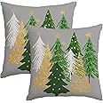 Artmag Christmas Pillow Covers 16x16 Inch Set of 2 Christmas Tree Grey Decorative Throw Pillow Covers Winter Holiday Cushion Cases Decor for Home Couch Sofa