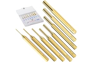 MAXOPRO Premium Brass Punch Set – 8 Pcs Professional Drive Pin Gunsmith Punch Set - Non-marring for Watch Repair Jewelry Gunsmithing and Craft (8pc Brass Pins)
