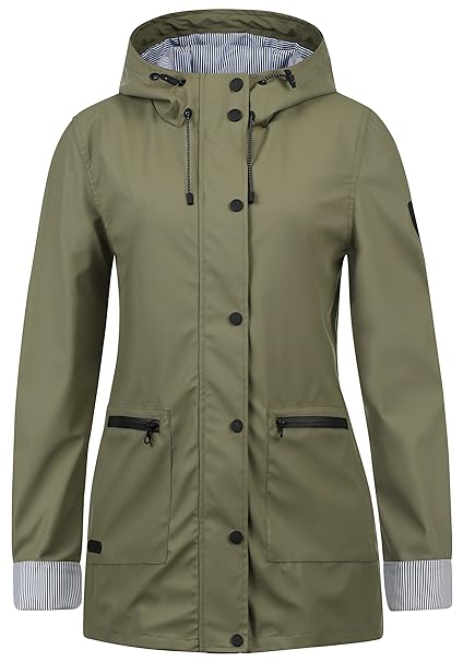 DESIRES Becky Damen Regenjacke Regenmantel Übergangsjacke Mantel mit Kapuze
