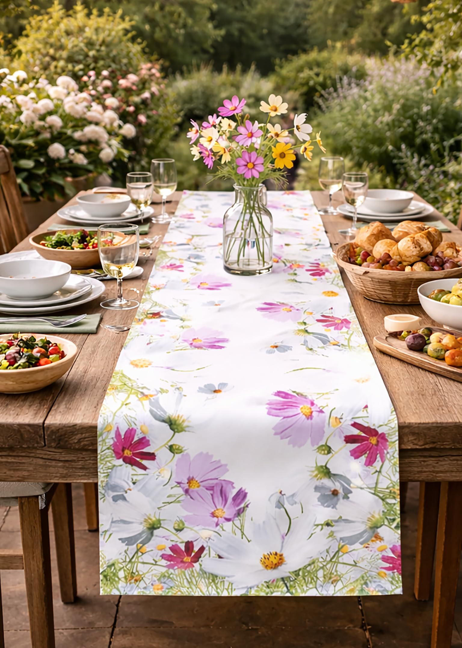 Kamaca SPRING MAGIC Series print with flowers, Polyester, colorful, Tischläufer 140x40cm