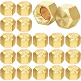 Hicarer 100 Pcs 3/8 in Brass Compression Cap Valve Cap | 3/8 in Tube Fitting Caps for Copper Tubing, Plumbing, Water and Gas Line Applications