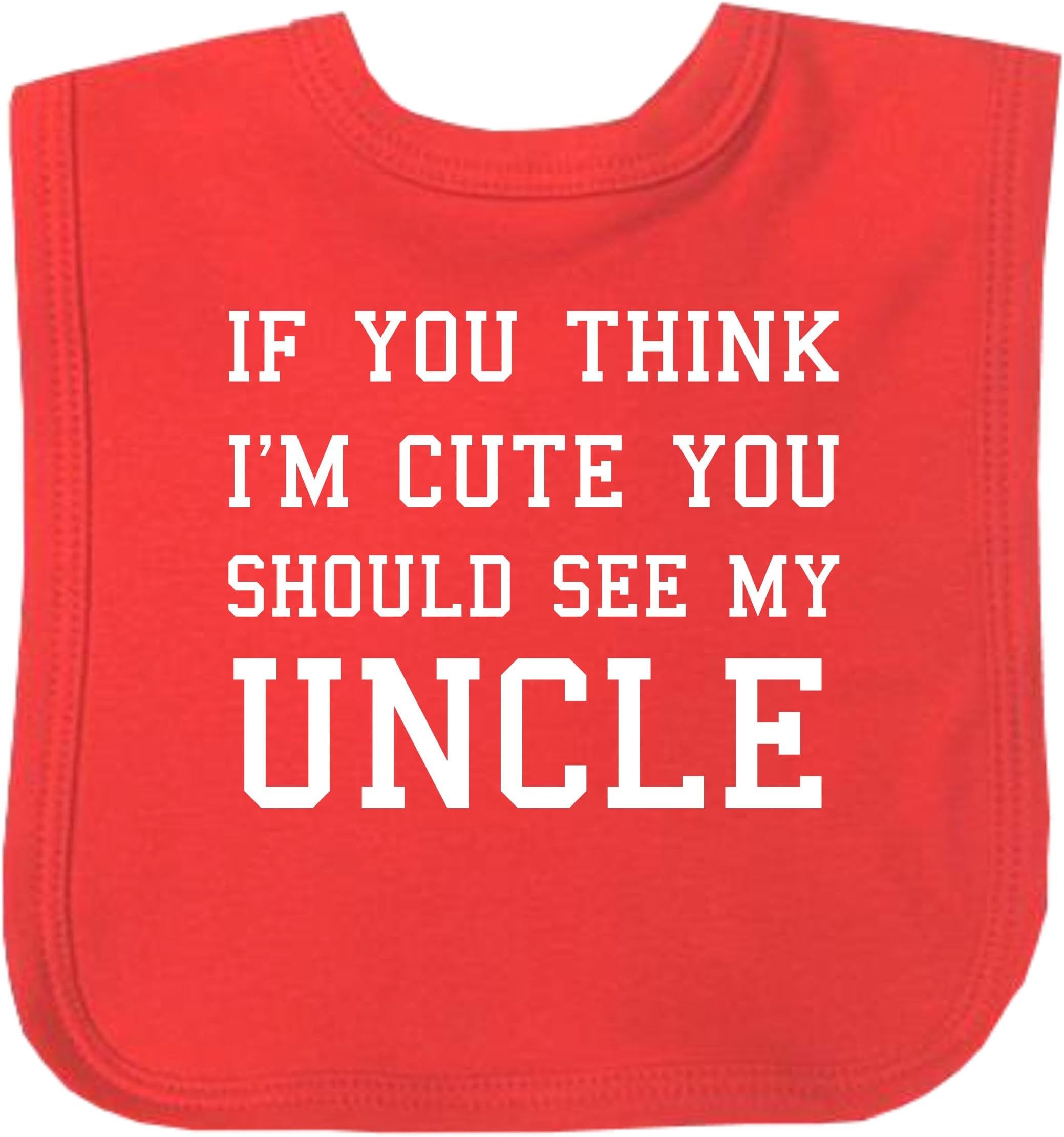 BabyPrem Baby Hook and Loop Fastening Bib Clothes If You Think I'm Cute See My Uncle RED