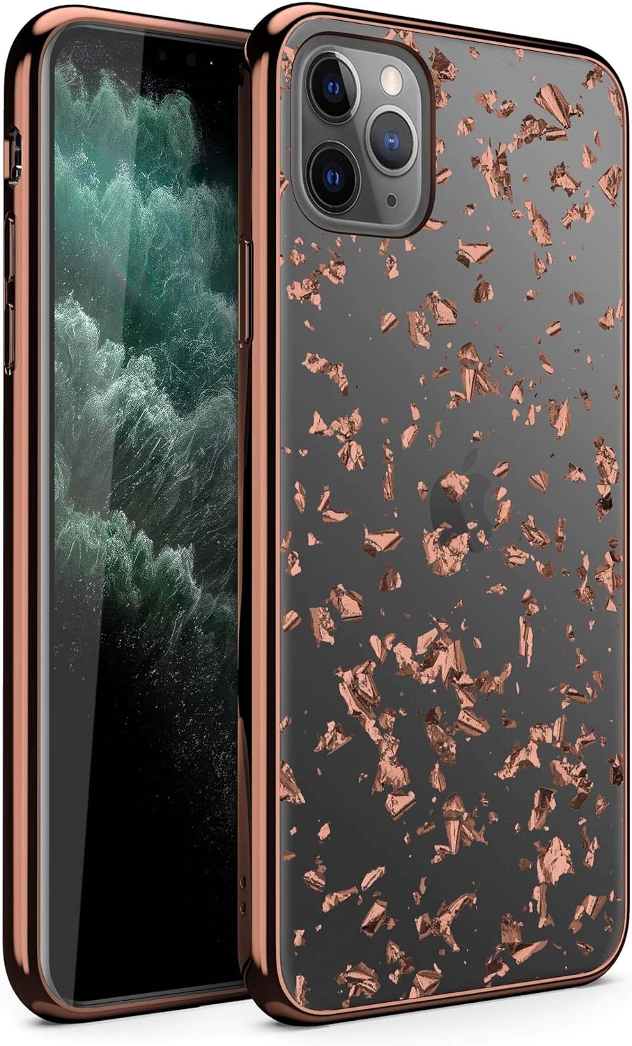 Amazon Com Zizo Refine Series For Iphone 11 Pro Max Case Ultra Slim Thin Case Clear Transparent Back W Rose Gold Foil Flakes Rose Gold Exposure