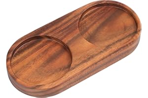 VanlonPro Salt and Pepper Mill Tray, Acacia Wood Tray, Pepper Mill Holder & Rest (Inner Dia 2.5 Inch) fit Many Mills & Shakers, Salt & Pepper Grinder Accessories, Kitchen Storage Holder…