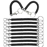 LIGHUFEIC 10 Pack Retractable Coil Springs Keychain Coil Cord Key Chain Holder Lanyard Lobster Clasp and Spiral Lanyard Keep Keys Safe, Prevent Losing