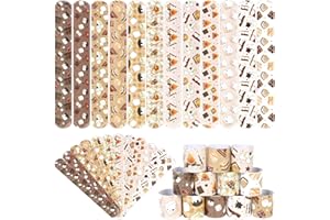 Serencatcher 48PCS S'mores Slap Bracelets Bulk S'mores Party Favors S'mores Slap Wristbands for S'mores Party Decorations Gifts Camping Campfire Camper Birthday Baby Shower Party Supplies