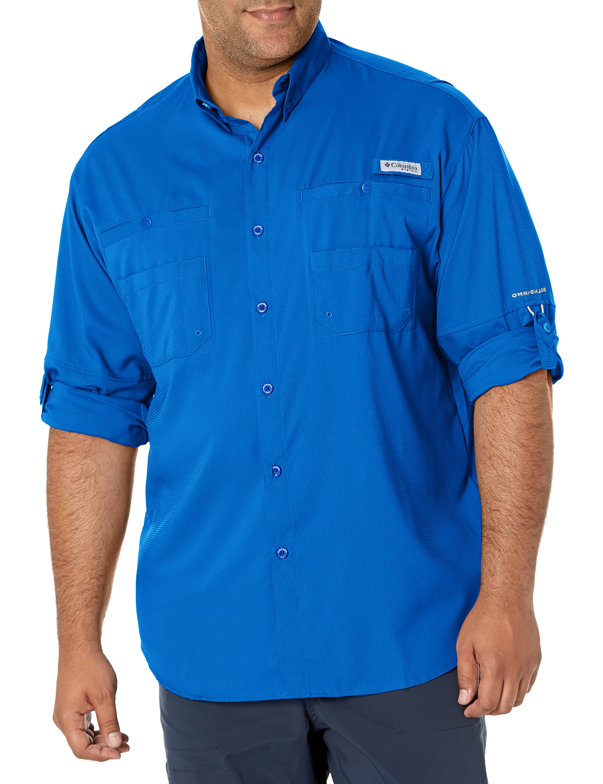 Columbia Mens PFG Tamiami Long Sleeve Fishing Shirt, Vivid Blue, 6X Image