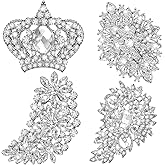 Ecally 4 Pcs Brooches and Pins for Women Crystal Pearl Brooch for Wedding Valentines Galentines Gift