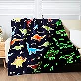 QSTEHEML Dinosaur Valentines Day Gifts for Kids, Dinosaur Gifts Toys for Boys Age 3 4 5 6 7 8 9 10 11 12 Year Old, Birthday Gifts Throw Blanket for Boys- Glow in The Dark Blanket Bedroom Decor 50"×60"