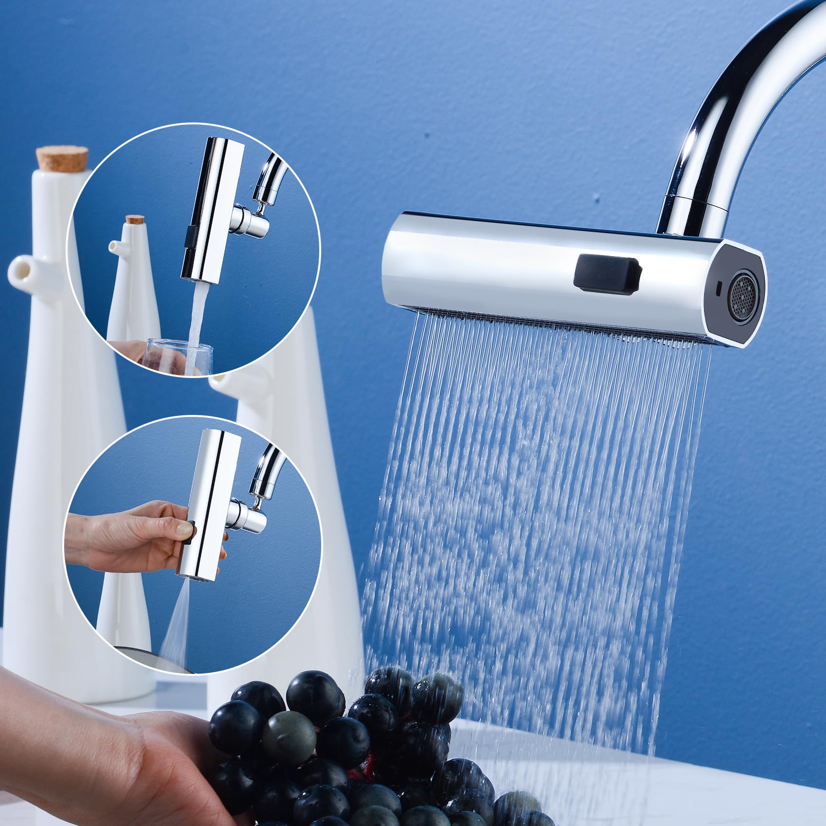 Photo 1 of Kitchen 360° Faucet Extender with 55/64''(22mm) Female Thread, Swivel Sink Water Faucet Aerator with 3Modes, Faucet Sprayer Attachment for Kitchen, Faucet Replacement Part FM22