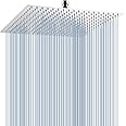 Voolan Oversize Rain Shower Head - High Flow Square Rainfall Showerhead - Waterfall Full Body Coverage - Universal Ceiling or Wall Mount (16 Inch, Chrome)