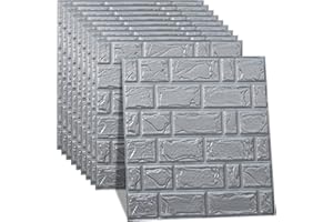 WADILE 3D Brick Peel and Stick Wallpaper 10 Pcs, 3D Brick Wall Panels Self Adhesive, Waterproof PE Foam Paintable,for Bedroom/Living Room/Kitchen/TV Wall and Home Decoration