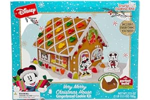 BRAND CASTLE Very Merry Christmas House Gingerbread Cookie Kit | Crafty Cooking Kits | 27.5 oz | Included Pre-Baked Walls and Roof Cookies, Icing, Gumdrops, Candy Beads, Paper Decorations, and More