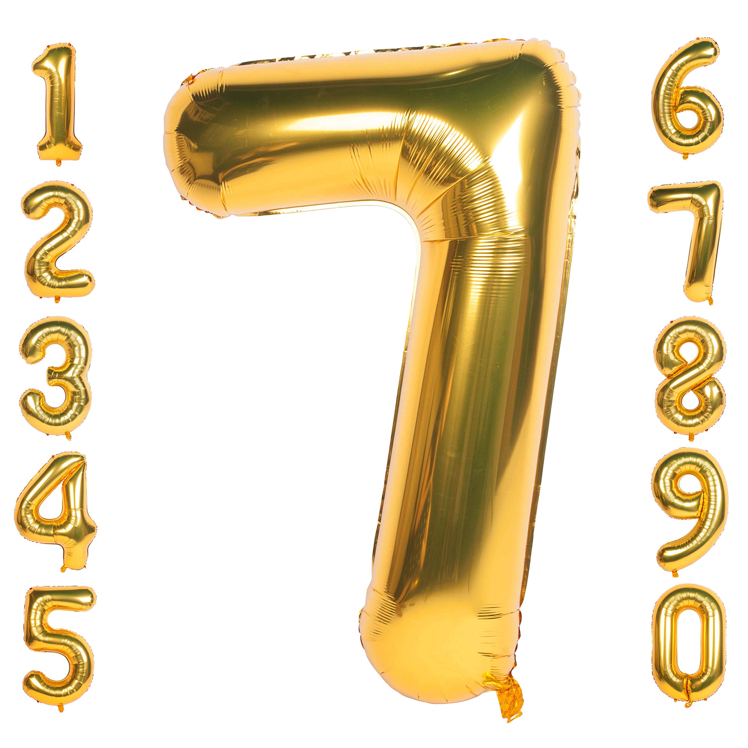 Gold 7 balloons 40 Inch Giant Helium Foil Number 0 to 9 Gold Balloon Birthday Wedding Party Digital Decorations (Number 7) — image 1