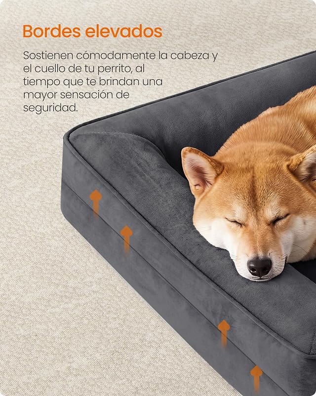 Cama para Perro Grande Ortopédica Lavable, 89 x 63 x 16 cm