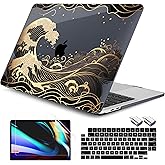 DONGKE for MacBook Pro 13 Inch Case 2023-2016 Release A2338 M2 M1 A2251 A2289 A2159 A1989 A1706 Touch Bar & Touch ID, Hard Shell with USB C to USB Adapter & Keyboard Cover, Golden Wave