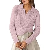 ANRABESS Womens Cable Knit Sweaters Long Sleeve V Neck Sweater Tops Casual Pullover Polo Shirts 2025 Fall Fashion Outfits