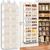 Ofiray-home Over the Door Organizer 6 Tiers, Extra Large Behind Door Storage of 12 Compartments,80 lbs Weight Capacity Hanging Storage Organizer with Clear Window Kids Toys, Shoes, Diapers,Beige