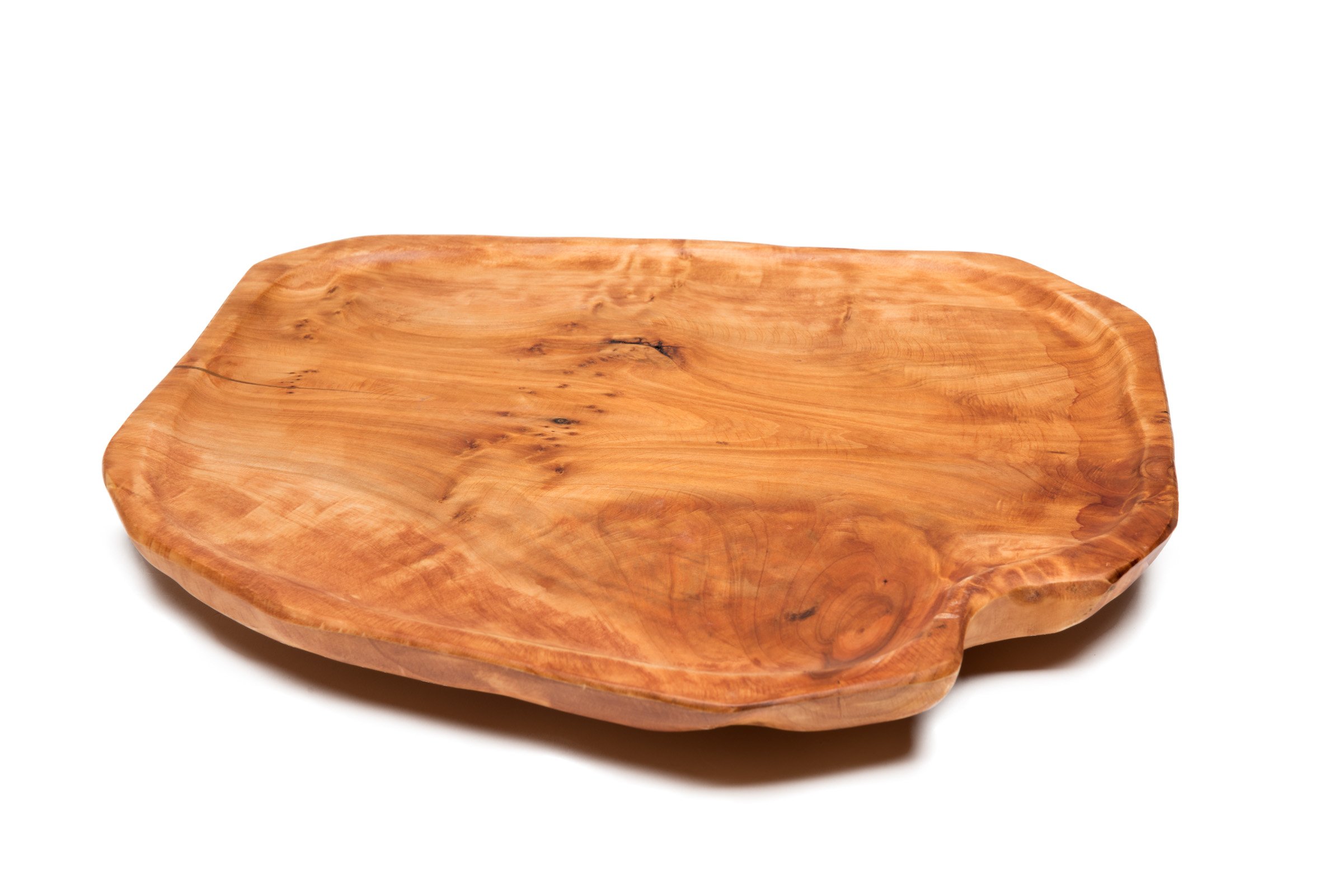 Driini Premium Handmade Root Wood Lazy Susan Turntable Organizer - Rustic Wooden Serving Platter Cheese Board (12")