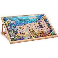 Becko Adjustable Wooden Puzzle Board Portable Jigsaw Puzzle Plateau 30.3 x 20inch Puzzle Board with Easel for Adults and Kids