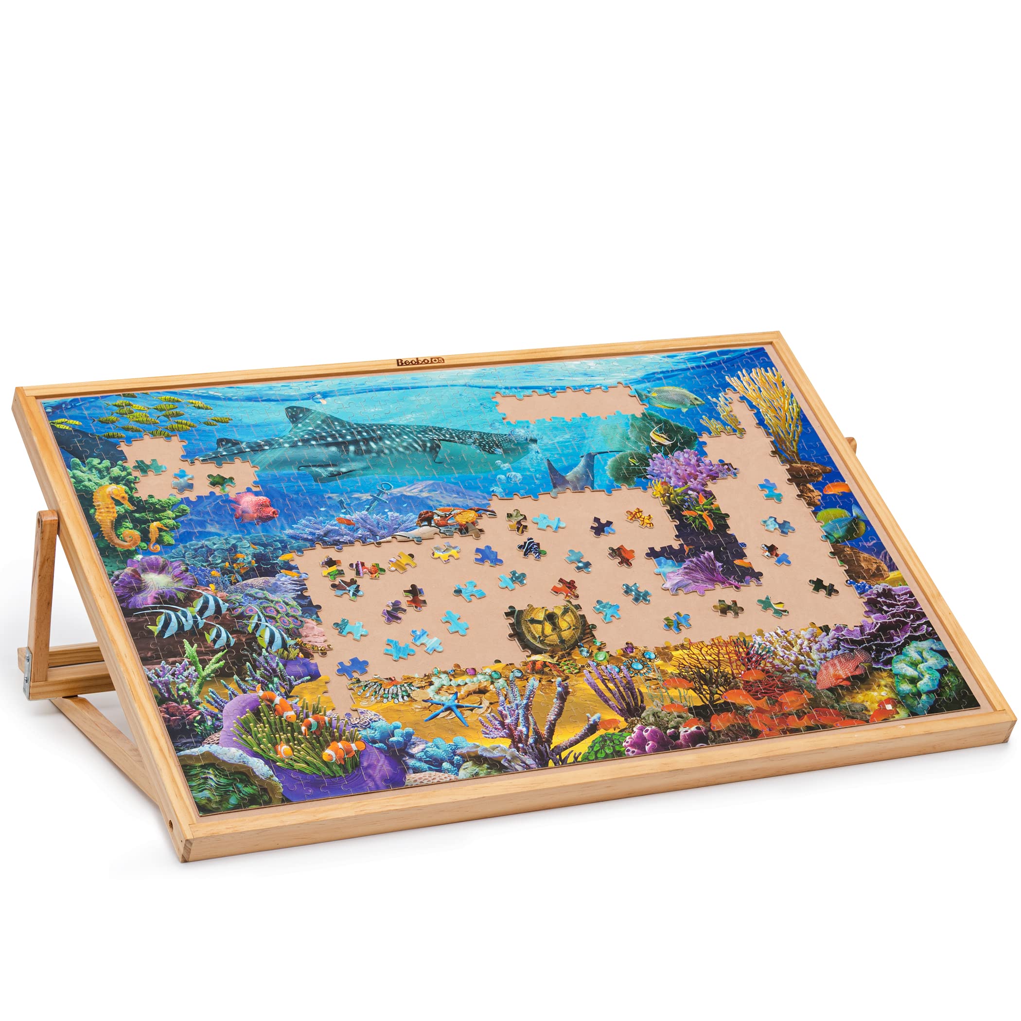 Becko Adjustable Wooden Puzzle Board Jigsaw Puzzle Plateau Puzzle Easel for Adults for Puzzles Up to 1000 Pieces