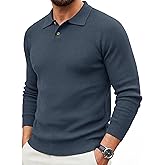 MAGNIVIT Mens Long Sleeve Knit Polo Shirts Casual Raglan Sleeve Sweater 2-Button Down Anti-Pilling Golf Shirts