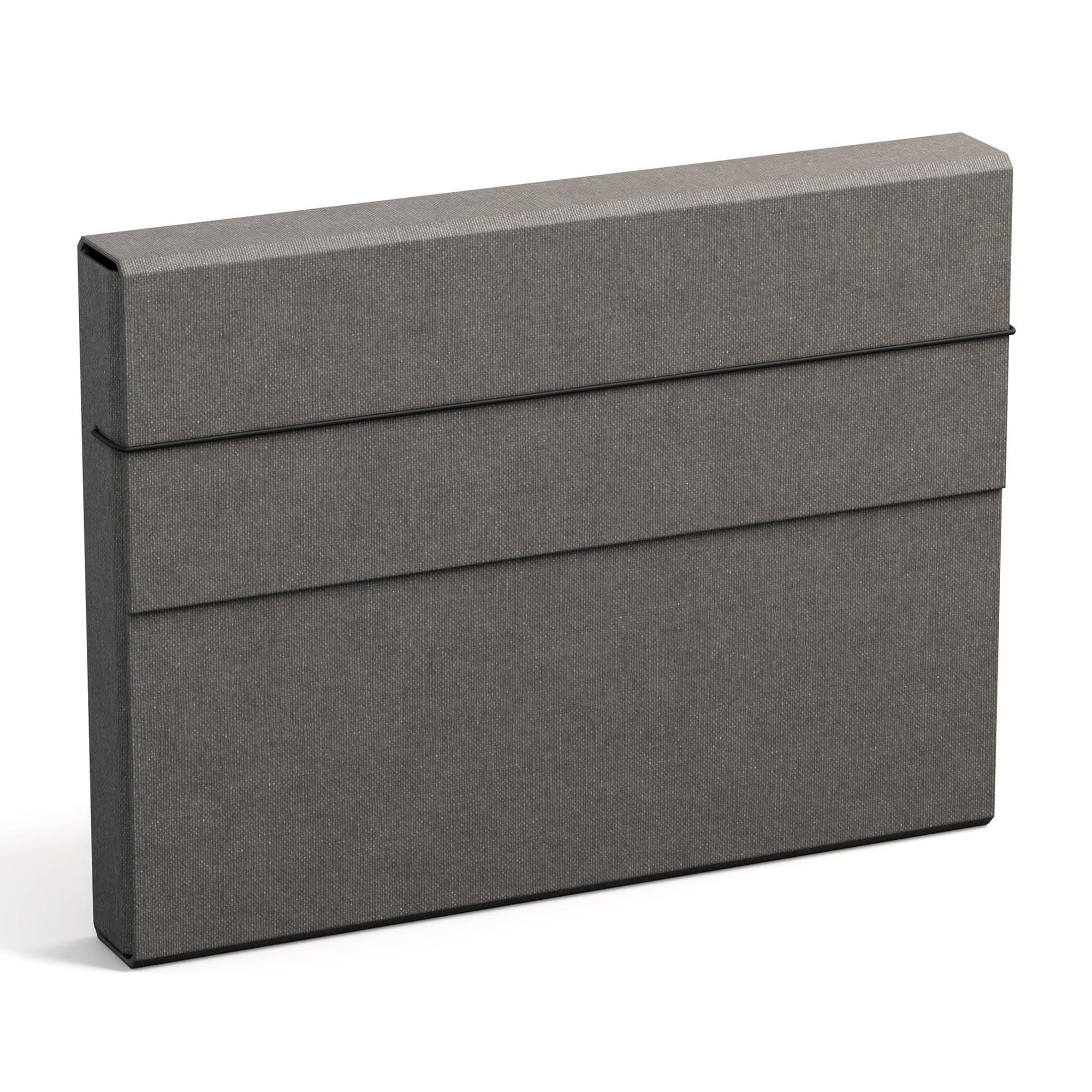 Bigso Box of Sweden A4 Folder with Elastic Strap - Fibreboard and Paper File Folder - Spacious Folder Organiser for Documents, Files, Letters etc. - Grey