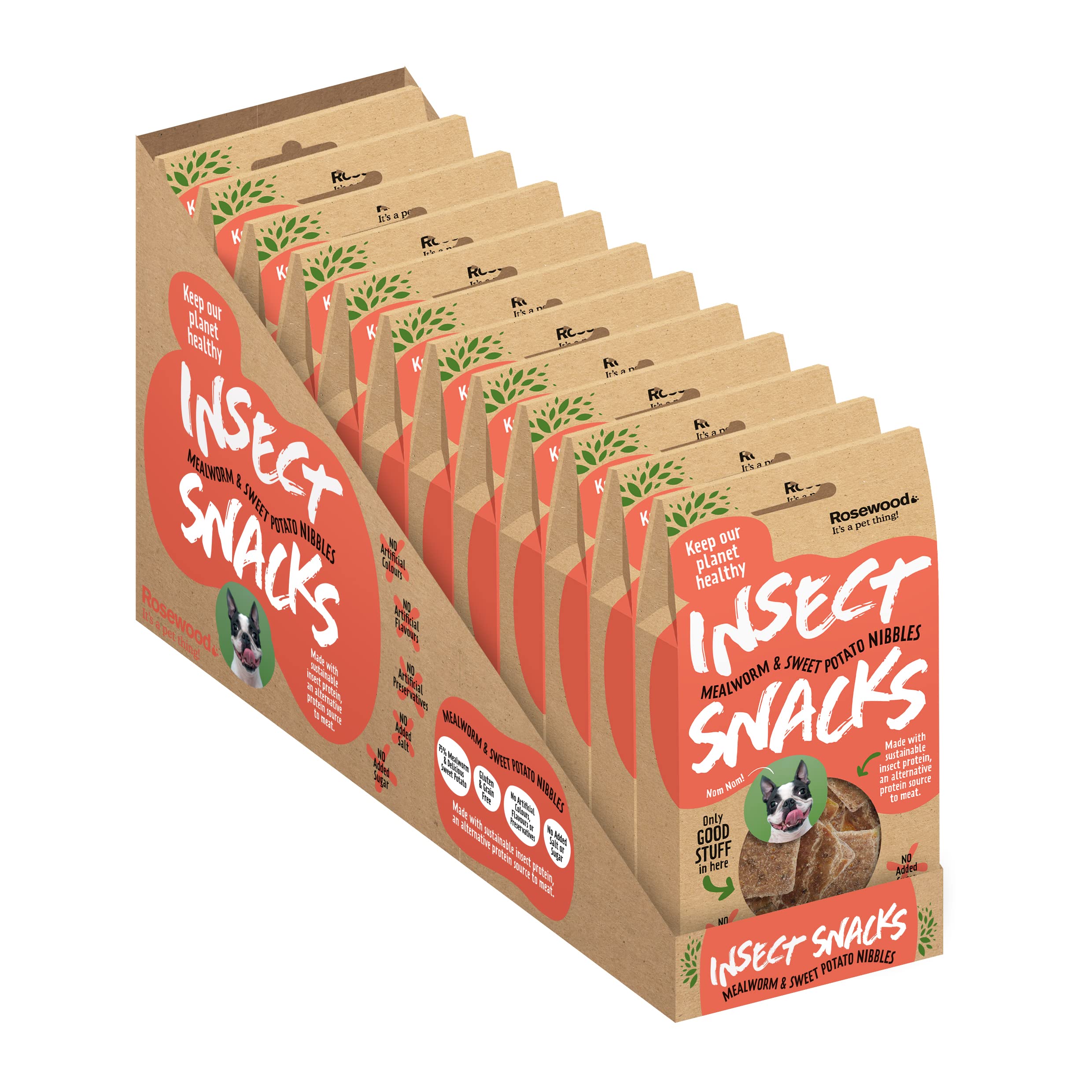 Rosewood Insect Snacks for Dogs - Mealworm and Sweet Potato Nibbles, Healthy Dog Treats, Gluten Free, Grain Free, for Small, Medium, Large Dogs and Puppies (Case of 12 x 80g)