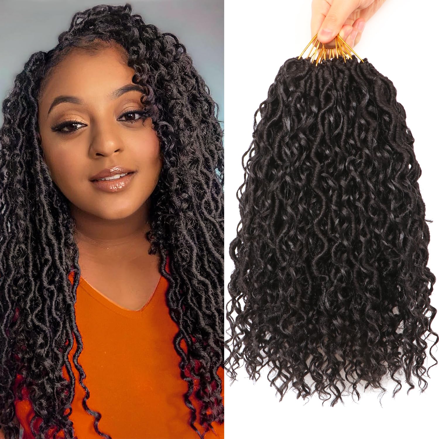 Faux Locs Crochet Hair Extensions Soft Locs Crochet Braids Hair Extensions for Braiding Hair Goddess Braids Extensions Hair Butterfly Locs (#1B, 14Inch (Pack of 8))