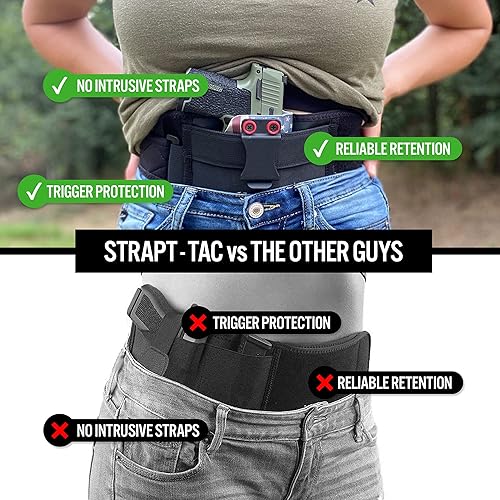 Clip Carry STRAPT-TAC Belly Band Holster, Use with Any IWB Kydex