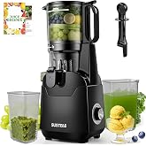 SUSTEAS Juicer Machines, 2-in-1 Cold Press Juicer Strainer (Juice &amp; Sorbet) | 5.3" Extra Wide Chute, Whole Fruits &amp; Vegetables, 64oz Hopper, Easy to Clean, High Juice Yield, Slow Juicer, Premium Black