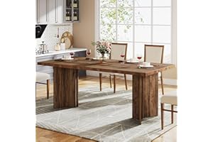 Tribesigns 63-inch Dining Table for 4-6, Farmhouse Kitchen Table with Large Tabletop, Rectangular Dinner Eating Table for Dining Room, Living Room, Kitchen, Dark Brown
