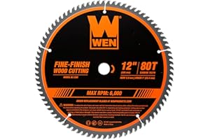 WEN BL1280 12-Inch 80-Tooth Fine-Finish Professional Woodworking Saw Blade for Miter Saws and Table Saws