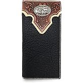 Texas West Premium Tooled Genuine Leather Bifold Wallet in Multi Emblem (Paying Cowboy Black)