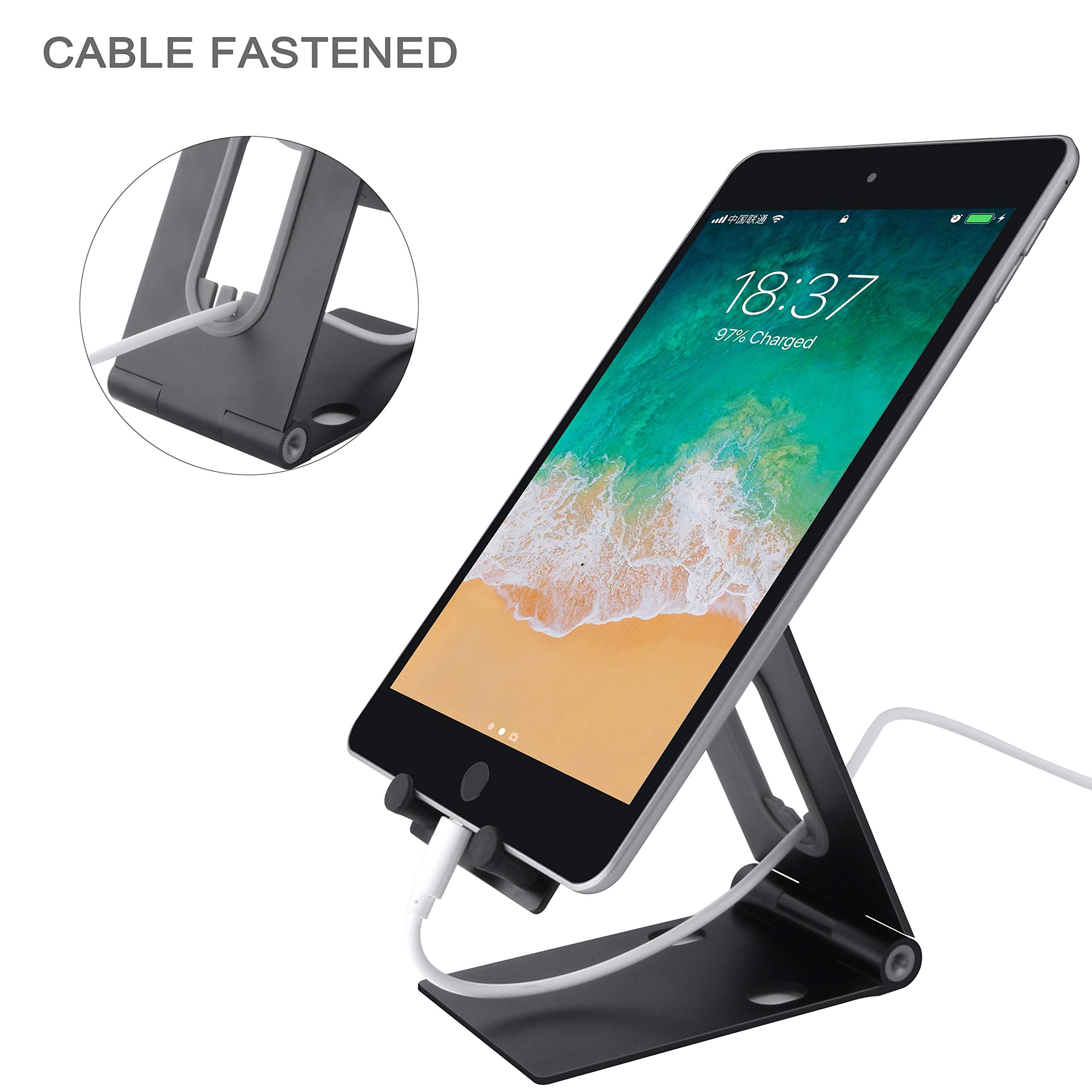 AUTFIT Foldable Desk Phone Stands, Tabletständer Einstellbar, Handy Halter, Ebook Reader Ständer, Switch Ständer, Universal Tischständer Halterung Tablet Stand für Smartphone, iPad, Kindle (Schwarz)