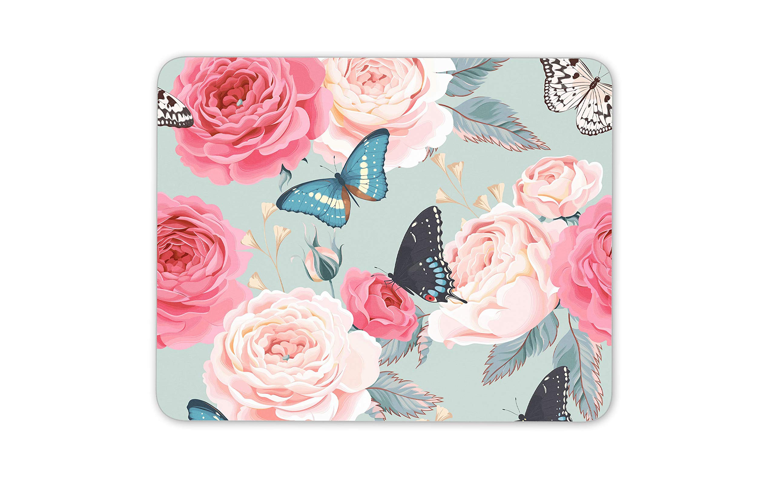 Destination Vinyl Ltd Pretty Floral Mouse Mat Pad - Butterfly Mum Nan Sister Pink Computer #14243