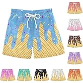 Ice Cream Boy Baseball Shorts Waffle Or Cone Preppy Shorts,Kids Youth Ice Cream Drip Track Short Pants