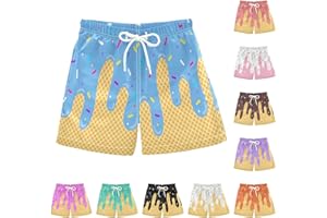 GENERIC Ice Cream Shorts Boys Summer Cute Preppy Ice Cream Drip Baseball Lifestyle 101 Shorts Elastic Waist Active Track Short Pants