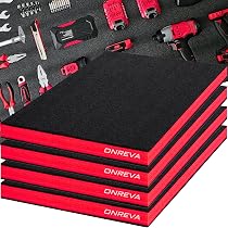 ONREVA Tool Box Foam 4-Pack – 16" X 12" X 1" Polyethylene Kaizen Foam Sheets For Custom Tool Organizers, Shadow Foam Inserts For Drawers & Cases (Black With Blue)