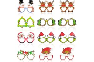 MDDRUIQI Christmas Party Decorations - 12 PCS Paper Eyeglasses | Christmas Accessories Shirts Outfits - Stocking Stuffers for Women | White Elephant Gifts for Adults - Xmas Games Crafts Party Favors for Kids