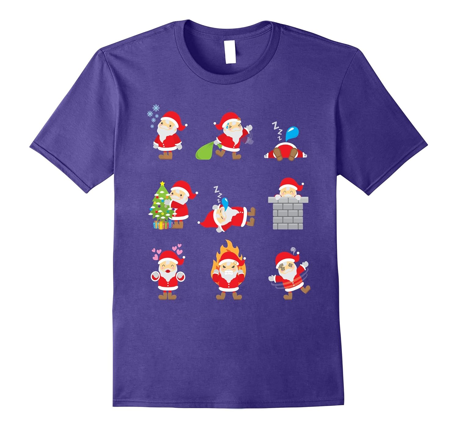 Christmas Emoji T-shirt with Santa Claus Emotions-ANZ