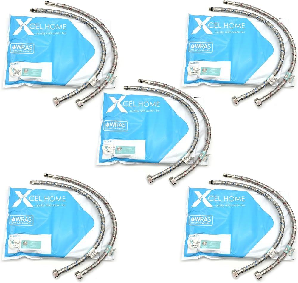 Xcel Home WRAS Tap Connector 10x M10 x 1/2 BSP 500mm Stainless Hose