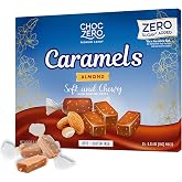 ChocZero Sugar Free Almond Caramels, Roasted Almonds, Soft &amp; Chewy, 9 oz | Keto Caramel Candy, No Sugar Alcohols, Low Carb, High Fiber, Gluten Free, Individually Wrapped