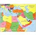Historic 1990 Wall Map - Middle East. 24in x 18in