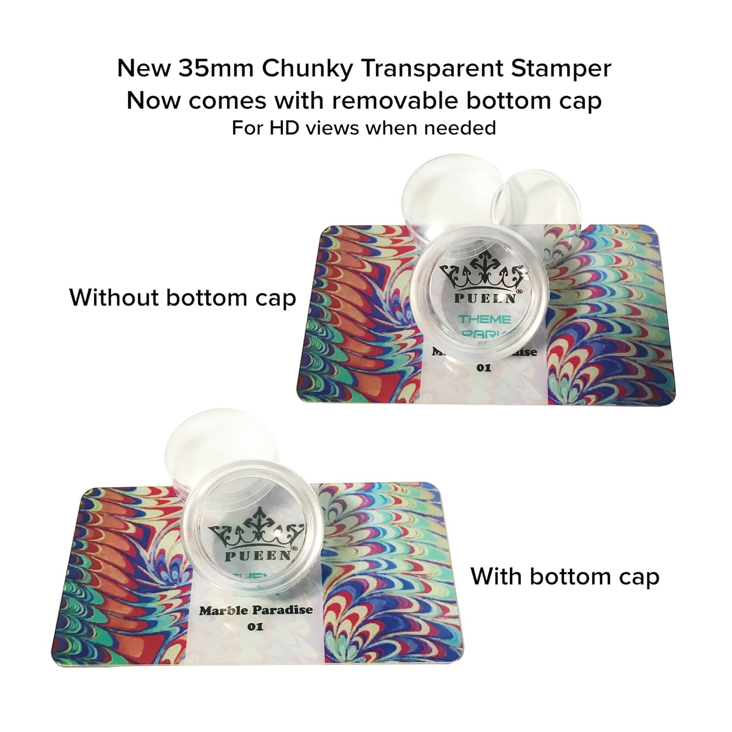 PUEEN 35mm HD Chunky Transparent Soft Stamper and Scraper Set - Nail Art - Stamping Tools - CLEAR - BH000706 : Beauty